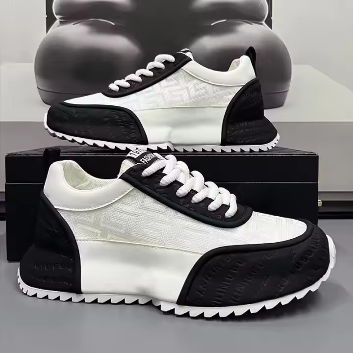 Zapatos informales de malla para hombre, zapatillas deportivas con plataforma, talla más grande, suela completa, para verano - 1