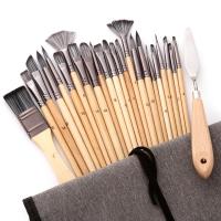 Pinceles de Pintura para Artistas con 24 Piezas Set de Arte Portátil para Principiantes en Acuarela Acrílica y Óleo Pintura de Cuerpo y Rostro con Bolsa de Roll-up - details 5