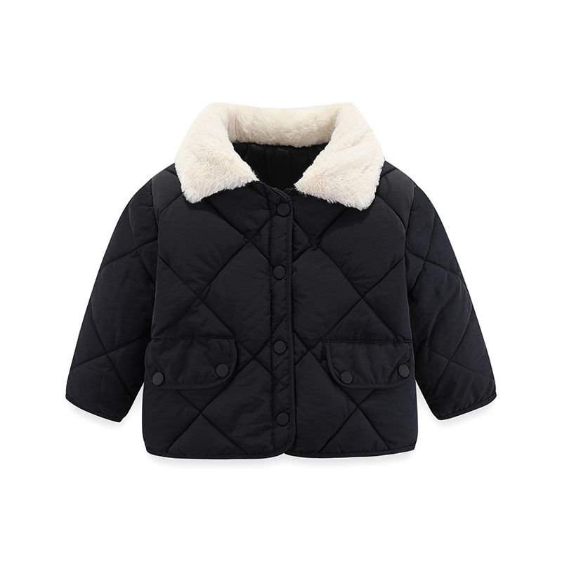 Abrigos de invierno para bebés, niños pequeños y niñas, chaqueta acolchada gruesa y cálida, resistente al viento, color negro