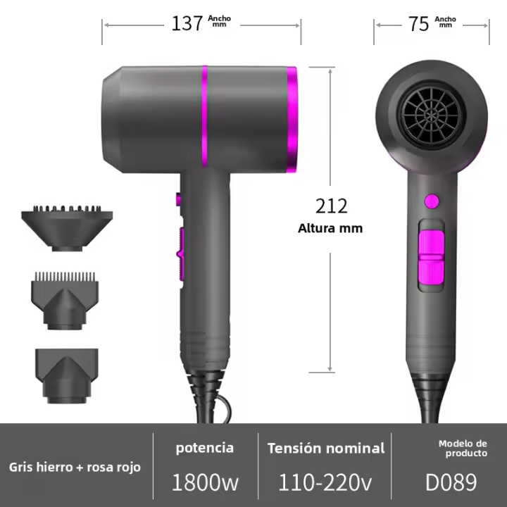 Secador de pelo eléctrico Los iones negativos de temperatura constante no dañan el secador de pelo Secado rápido portátil de alta potencia para el hogar 230V - 1