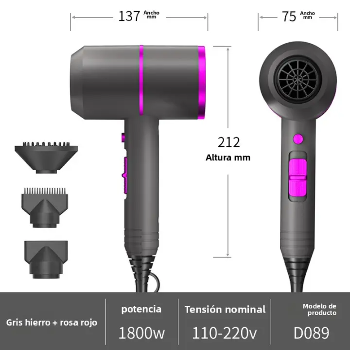 Secador de pelo eléctrico Los iones negativos de temperatura constante no dañan el secador de pelo Secado rápido portátil de alta potencia para el hogar 230V - 1