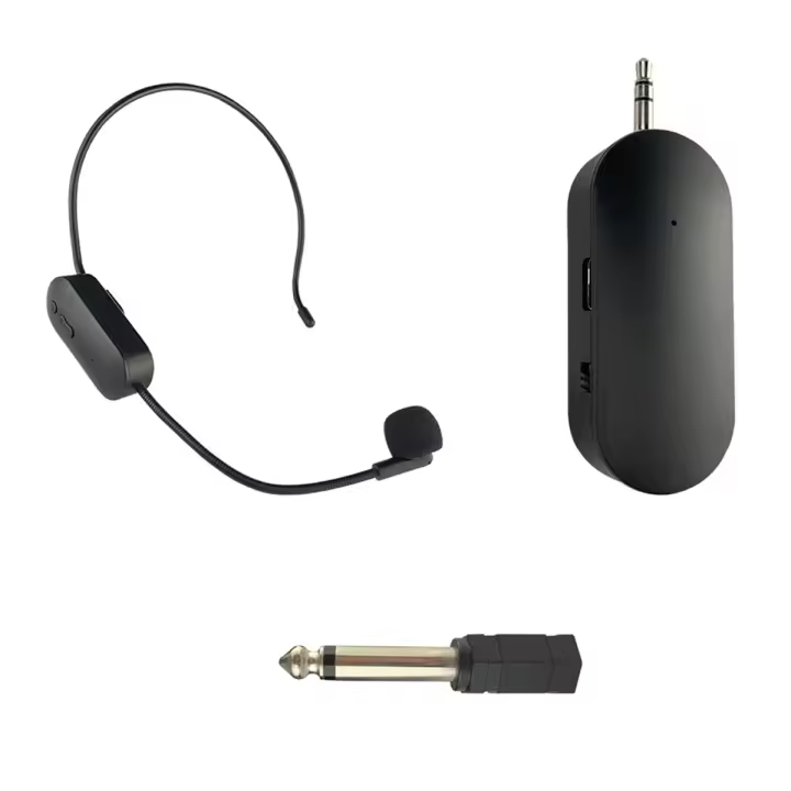 Transmisor inalámbrico de micrófono Lavalier montado en la cabeza de 2,4G con receptor para amplificador altavoz de voz 1 a 1 - 1