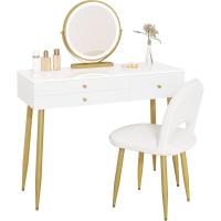Regulable en 3 Niveles, Mesa Tocador con 3 Cajones, Escritorio Grande 100x40 cm, Silla Ajustable - details 3