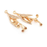 4 Uds. Colgantes de flores de latón de Color platino, suministros para hacer joyas de alta calidad, collar, pendientes, accesorios para mujer - details 4