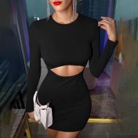 Vestido corto de manga larga para mujer, minivestido de color sólido para discoteca, nuevas características - details 2