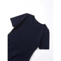 Vestido Mini de Punto con Cremallera Cuello Redondo, Mangas Cortas, Bolsillos - details 6