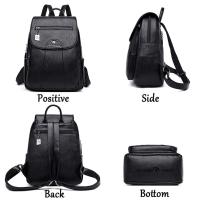 Mochila De Cuero Suave Para Mujer En 5 Colores Bolsa De Hombro Vintage Casual Viaje Mochila De Escuela Bolsa Para Damas - details 13