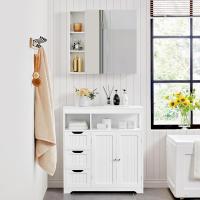 Armario de Baño Ajustable con Cajones Mueble de Piso de Baño Blanco con Puertas 80,5×30×86,5 cm - details 1