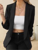 Blazer ajustado con solapa para mujer, color negro, Primavera - details 5