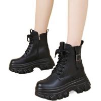 Botas Punk de Plata Ultra Alta Tacón Grueso Encaje para Mujeres Negro y Blanco - details 1