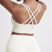 Sujetador deportivo de color sólido para mujer, top suave y ajustado, entrenamiento integral, trotar, gimnasio, yoga, ropa interior, espalda cruzada con almohadilla para el pecho - details 17