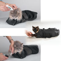 Bolsa de baño con tres cremalleras traseras para gatos, resistente a la suciedad, fácil de lavar, para baño y cuidado de gatos - details 1