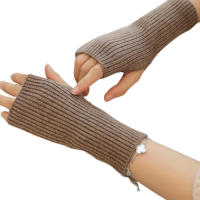 Guantes sin dedos para clima frío para hombres y mujeres, guantes cómodos de punto elástico, guantes antideslizantes para montar - details 4