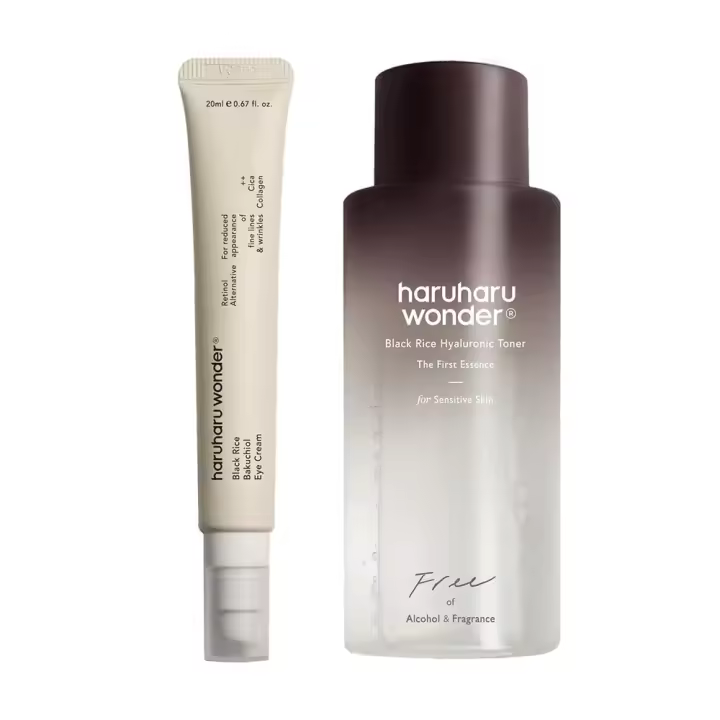 HARUHARU Wonder Crema para ojos Bakuchiol y tónico hialurónico de arroz negro para pieles sensibles Paquete de 150 ml - 1