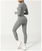 Traje de Yoga de Manga Larga con Cremallera Fitness One-piece de Alta Resistencia, Secado Rápido, Transpirable Camiseta Deportiva para Mujeres Primavera/Verano - details 5