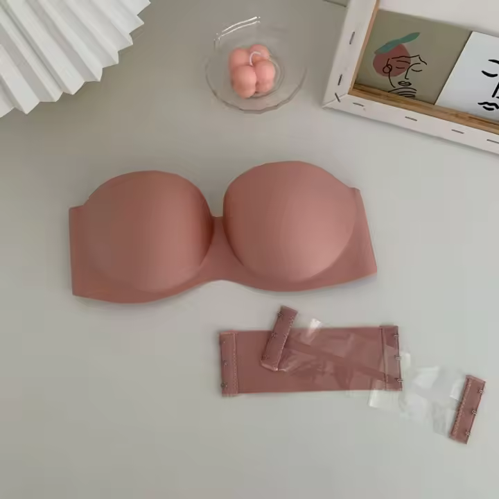 Con cinturón de extensión Push-up media Copa sin anillo de acero Top de tubo envoltura de pecho sin correas Bralette sujetadores de mujer sujetador Sexy sin tirantes - 1