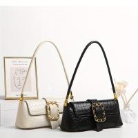 Bolso de hombro retro para mujer, espacioso, multifuncional, con cierre de hebilla magnética, imitación antidecoloración, blanco y negro para compras, viajes, uso diario - details 0