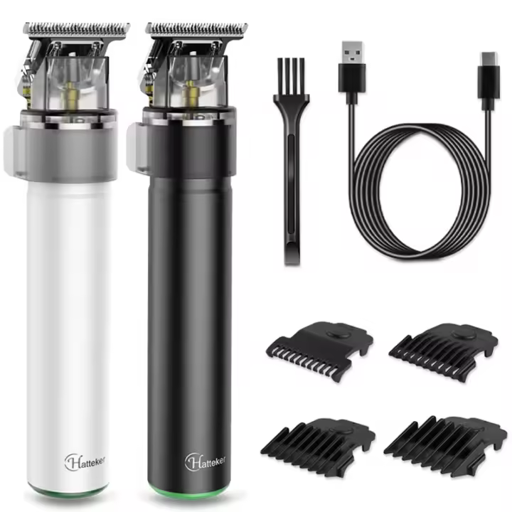 Hatteker-cortadora de pelo eléctrica Zero Grave para hombre, máquina cortadora de pelo recargable, afeitadora Blanca Negra - 1