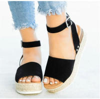 Sandalias Casuales de Moda para Mujer Talla Grande, Estampado de Leopardo, Hebilla de Cinturón Redondo, Verano Novedad - details 1