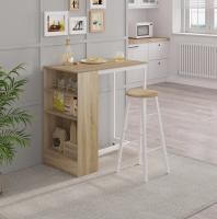 Mesa de bistró Mesa de bar de 91 x 49 x 91 cm con 3 estantes Mesa de pie de consola alta para café, cocina, fiesta, cóctel (no incluye el taburete de bar) - details 1