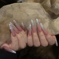 Uñas postizas puntiagudas con purpurina rosa, decoración a prueba de salpicaduras, salón de uñas para mujeres y niñas - details 7