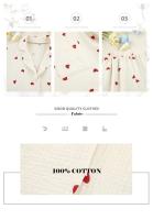Novedad de verano, conjunto de manga larga 100% algodón con estampado de corazón de amor, pijama con botones para mujer con cuello TRE de 2 piezas, pijamas - details 4
