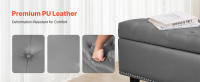 Banco Otomano de Almacenamiento con Botones SucceBuy, Asiento de Cuero Sintético con Almacenamiento Oculto y Patas de Madera, Elegante Banco para Zapatos para la Entrada, Banco Tapizado para Dormitorio, Sala de Estar o Comedor, Gris - details 5