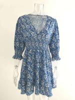 Nuevo Jersey de cintura de longitud media, vestido de manga corta con estampado bohemio - details 14