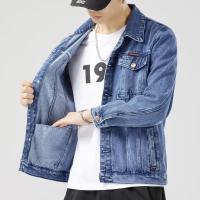 Chaqueta de Denim Casual para Hombres Ajuste Grande, Algodón, Negro y Azul, Abrigo Exterior de Moda - details 5