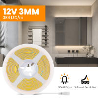 Tira de luces LED COB regulables lineales, 24V, 12V, 3mm, 384LED/M, cinta Flexible para decoración de habitación, 3000K, 4000K, 6000K, 1M, 3M, 5M - details 4