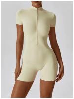 1 pieza de verano con cremallera de manga corta Yoga de una pieza para mujer danza Fitness ejercicio ajustado ropa de una pieza - details 13