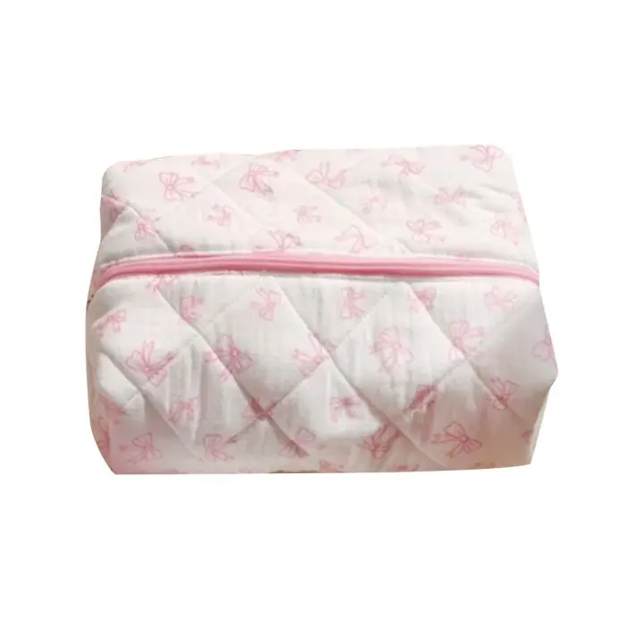 Bolsa de maquillaje de algodón tejido, organizador de accesorios, bolso de cosméticos con estilo de oso para viajes para mujeres - 1