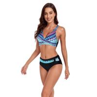 Traje de Baño de Dos Piezas Estilo Vintage Tanga Alto con Impresión Retro Material de Dacron - details 14