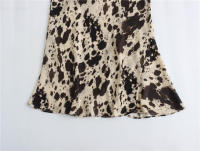 Falda midi de longitud media con textura de seda estampada versátil para mujer primavera otoño - details 5