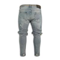 Nuevo 2025 pantalones vaqueros rasgados con agujeros para hombres, pantalones Cargo de Hip Hop, pantalones vaqueros desgastados, ropa ajustada para hombres, pantalones ajustados de longitud completa para hombre - details 2