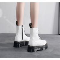 Suelas gruesas con botas de pelo, cremalleras laterales, botines cortos de mujer británica, suelas pastel, botas de trabajo y zapatos de algodón - details 32