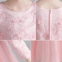 Vestido de niña para otoño/invierno, estilo princesa, largo, con flores, para boda, fiesta, piano. - details 2
