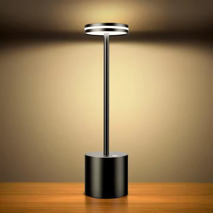 Lámpara de Mesa LED Recargable Inalambrica, 5000mAh Lamparas Portatil Bateria Sin Cable, Lámpara Escritorio USB, 3 modos de color, Para Exterior, Mesilla, Restaurante, Jardin, Mesita– Marrón - 1