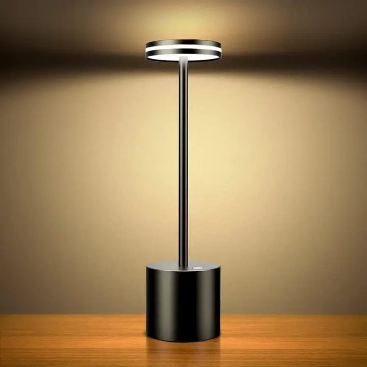 Lámpara de Mesa LED Recargable Inalambrica, 5000mAh Lamparas Portatil Bateria Sin Cable, Lámpara Escritorio USB, 3 modos de color, Para Exterior, Mesilla, Restaurante, Jardin, Mesita– Marrón - 1