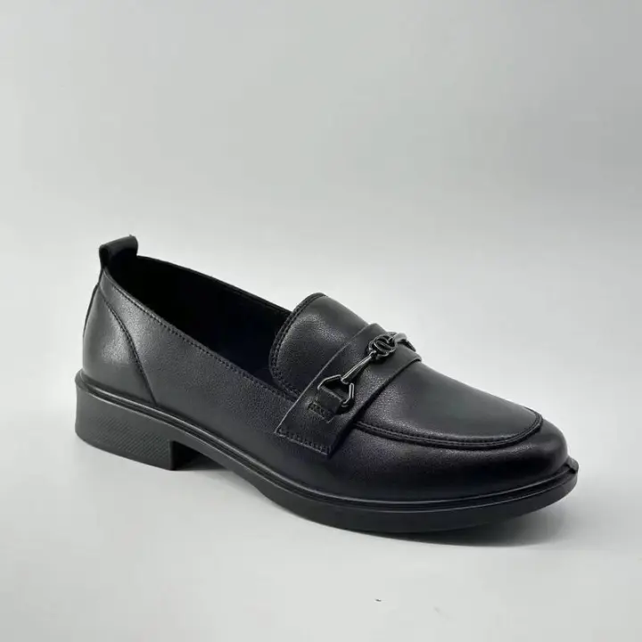 Nuevos zapatos informales de cuero de alta calidad para mujer, con diseño básico de suela gruesa y parte inferior plana, plantilla de PU antideslizante, - 1
