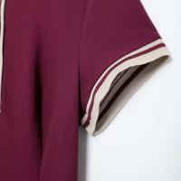 TRZA-Mini vestido de punto plisado acanalado en contraste para mujer, cuello polo, mangas cortas, vestidos femeninos, moda elegante - details 4