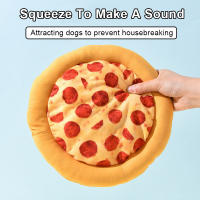 Juguete de peluche para perros con forma de Donut y Pizza, juguetes chirriantes para perros pequeños y grandes, limpieza de dientes, juguete con sonido para masticar cachorros, suministros para mascotas - details 2