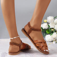 Sandalias planas de verano para mujer, talla grande, sin cordones, con tiras cruzadas. - details 4