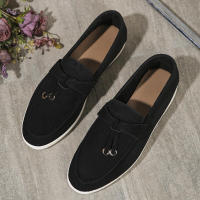 Nuevos mocasines planos de ante con punta redonda de talla grande para mujer, zapatos informales sin cordones - details 1