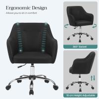 Silla de estudio, giratoria, altura ajustable, carga de 110 kg, marco de acero, tela de algodón-lino transpirable, para estudio, dormitorio, marrón OBG019K01 - details 59