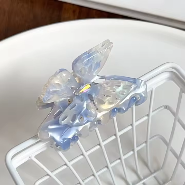 Pinza para el pelo de mariposa hueca, pinza para el pelo de acetato de estilo francés, accesorios para el cabello, tocado, Clip de tiburón y mariposa para niñas - 1