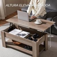 Mesa de Café Elevable y Extensible con Revistero 98x50x(41,8-56) cm Mueble para Sala de Estar y Comedor - details 35