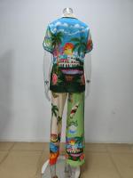 Conjunto de dos piezas de mujer de moda de manga larga con cuello de camisa informal con grafiti personalizado 2025 - details 17