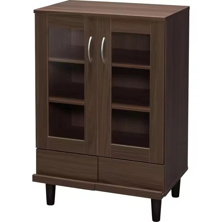Aparador con cajones y estantes / vitrina de madera / armario con puertas, Diseño, Ajustable en altura cada 3,2 cm, Cocina, sala - Armario - KBN-9390 - Roble - 1
