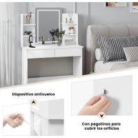Espejo con Luz LED Regulable 2 Puertos USB, 2 Cajones, 4 Estantes Ideal para Maquillaje en Dormitorio - details 3